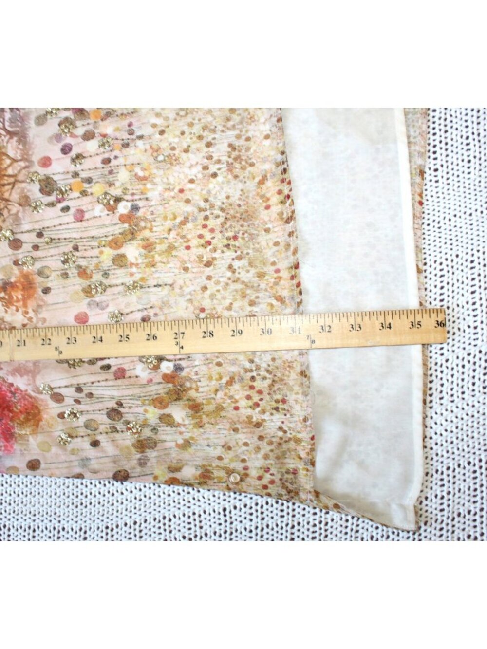 V Cristina Tunic Blouse Watercolor Landscape Print Size XL Sequins Pearl Buttons - Picture 4 of 8